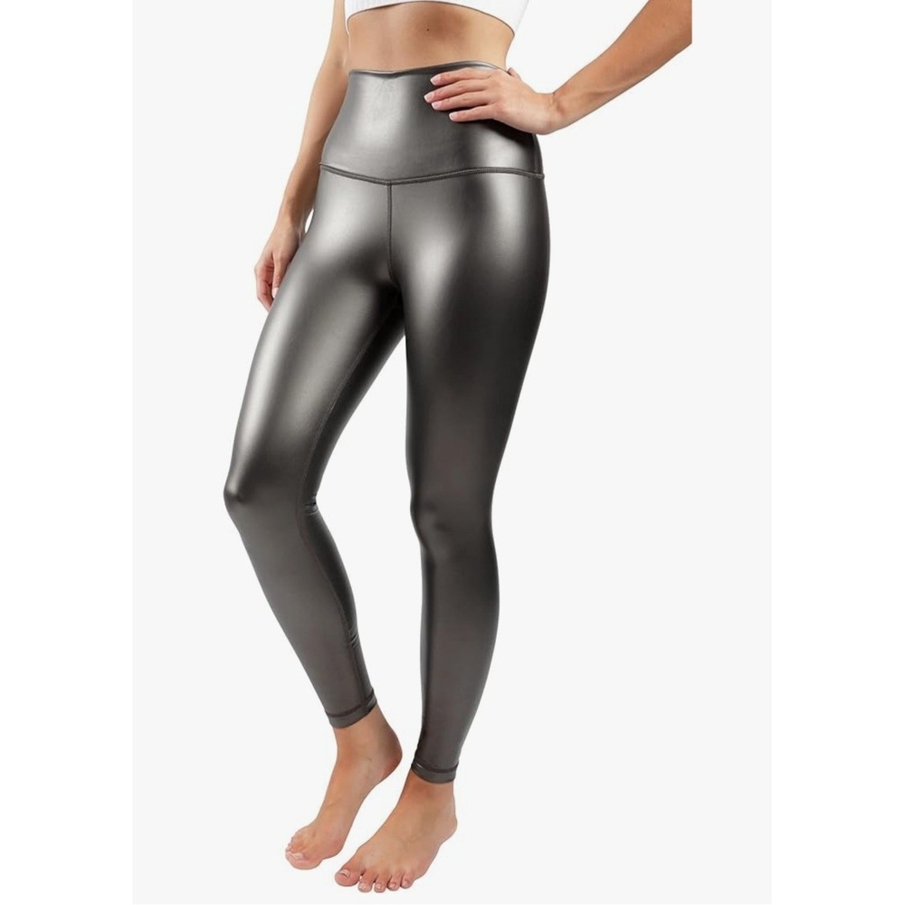 90 Degree By‎ Reflex Super High Waist Shine Faux Leather Size XL Gunmetal Gray